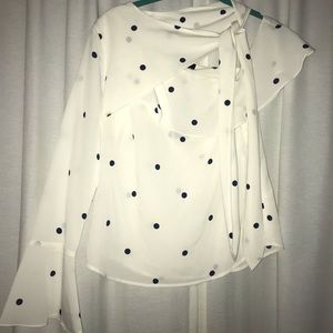 Lea & Viola One Shoulder Polka Dot Blouse